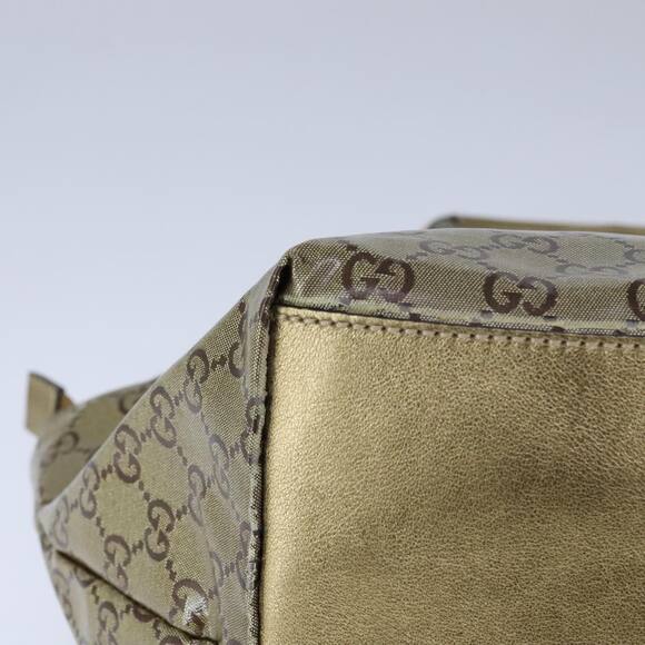 GUCCI GG Crystal Sherry Line Hand Bag Gray Gold Brown - Picture 10 of 16